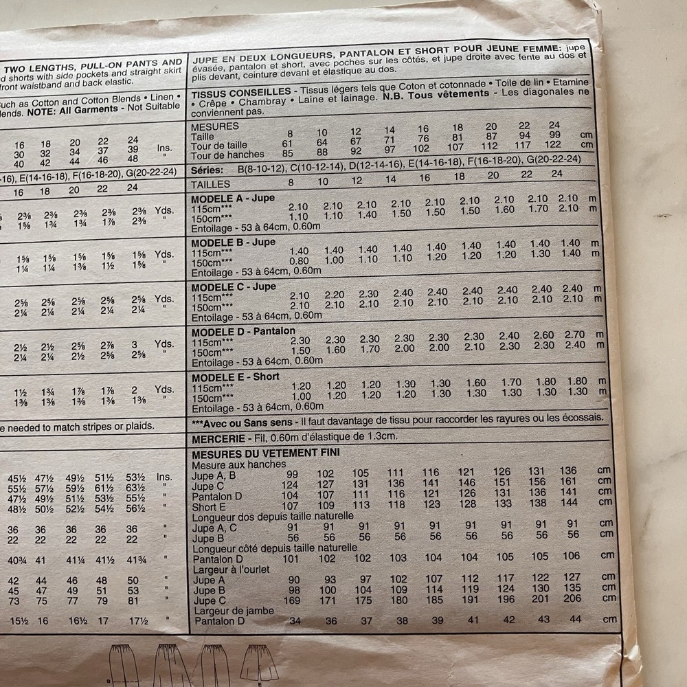 McCALL'S 8845 MISSES PULL ON PANTS SHORTS & SKIRTS PATTERN-UNCUT-14-16-18‎ - Picture 10 of 11